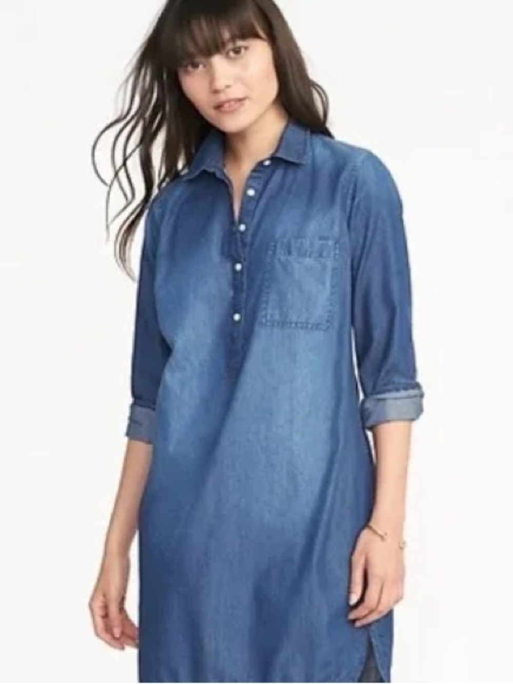 NWOT Chambray classic  Denim Shirt Dress in Medium Blue
